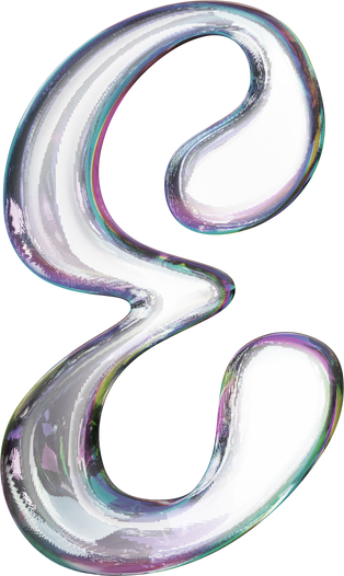 3D Liquid Transparent Modular Letter E