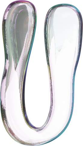 3D Liquid Transparent Modular Letter U