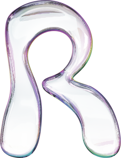 3D Liquid Transparent Modular Letter R