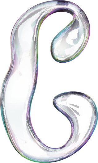 3D Liquid Transparent Modular Letter C